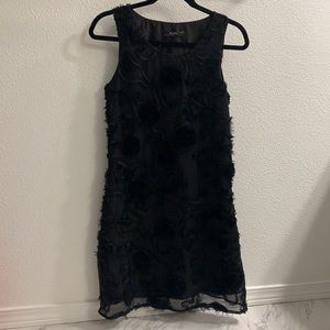 Black, textured, sleeveless cocktail dress